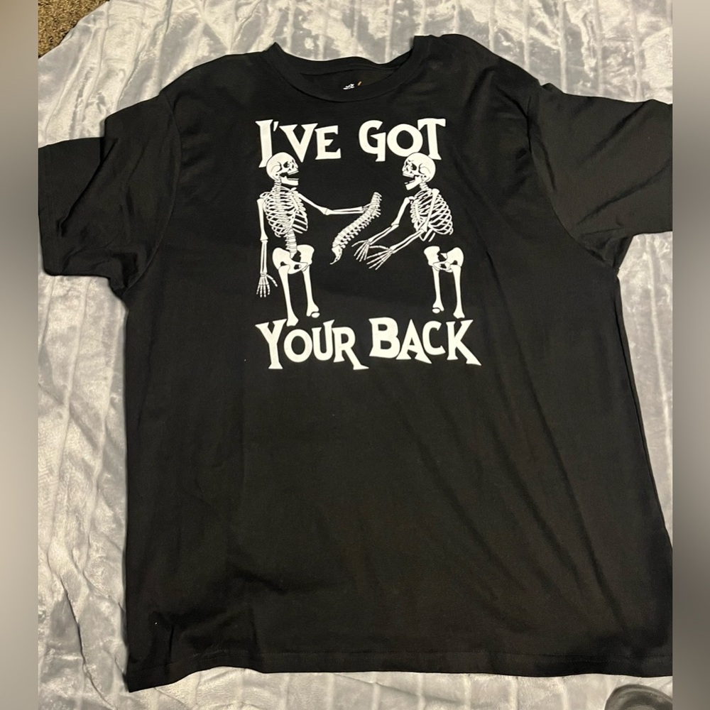 New! I’ve Got Your Back Skeletons Black Short Sleeve T-Shirt XL